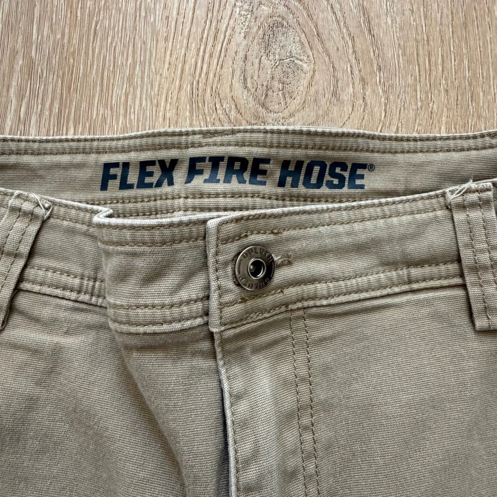 Duluth Flex Fire Hose Slim Fit Pants Mens 40x30 Khaki Tan Workwear Utility